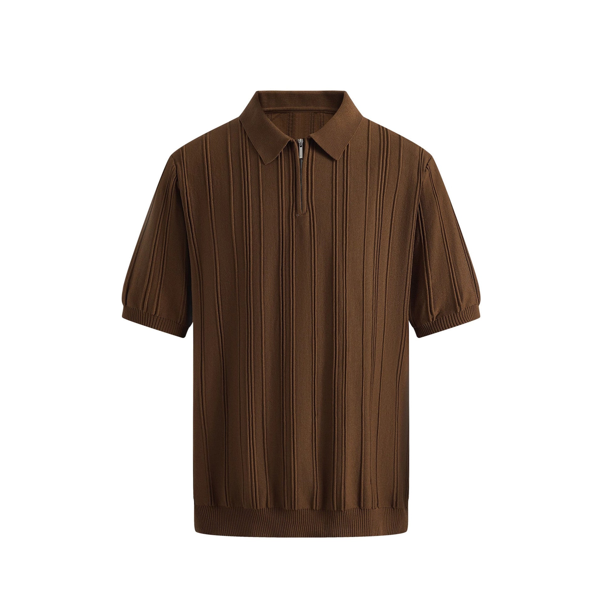 Men's Fashionable Half-Zip Slim-Fit Short-Sleeve Knitted Sweater