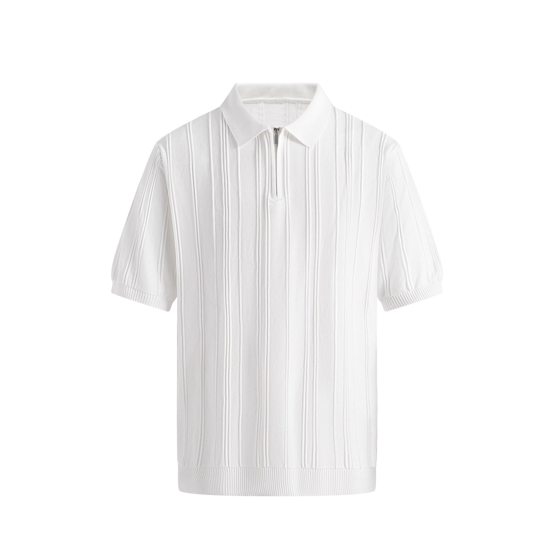Men's Fashionable Half-Zip Slim-Fit Short-Sleeve Knitted Sweater
