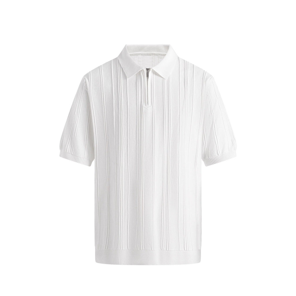 Men's Fashionable Half-Zip Slim-Fit Short-Sleeve Knitted Sweater