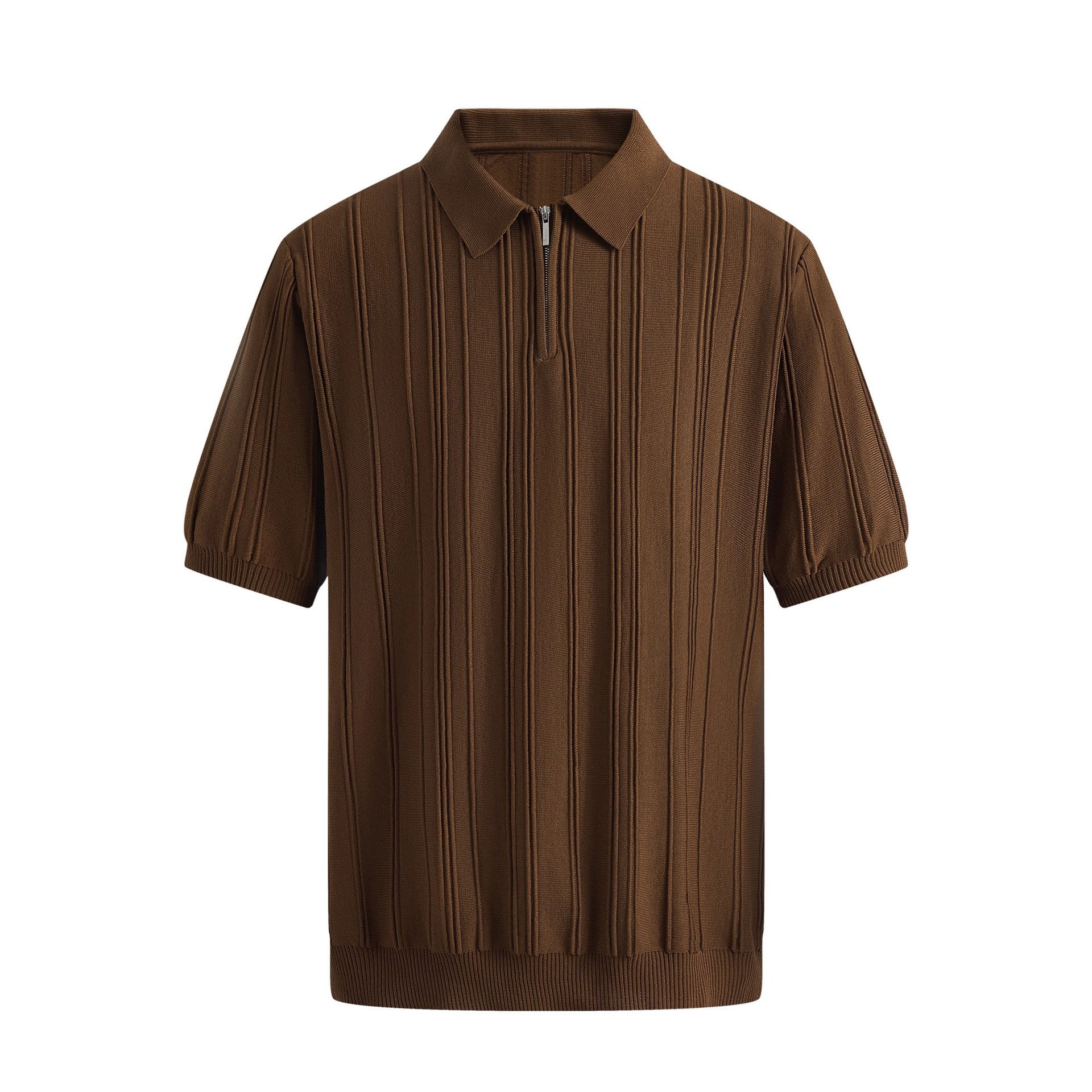 Men's Fashionable Half-Zip Slim-Fit Short-Sleeve Knitted Sweater