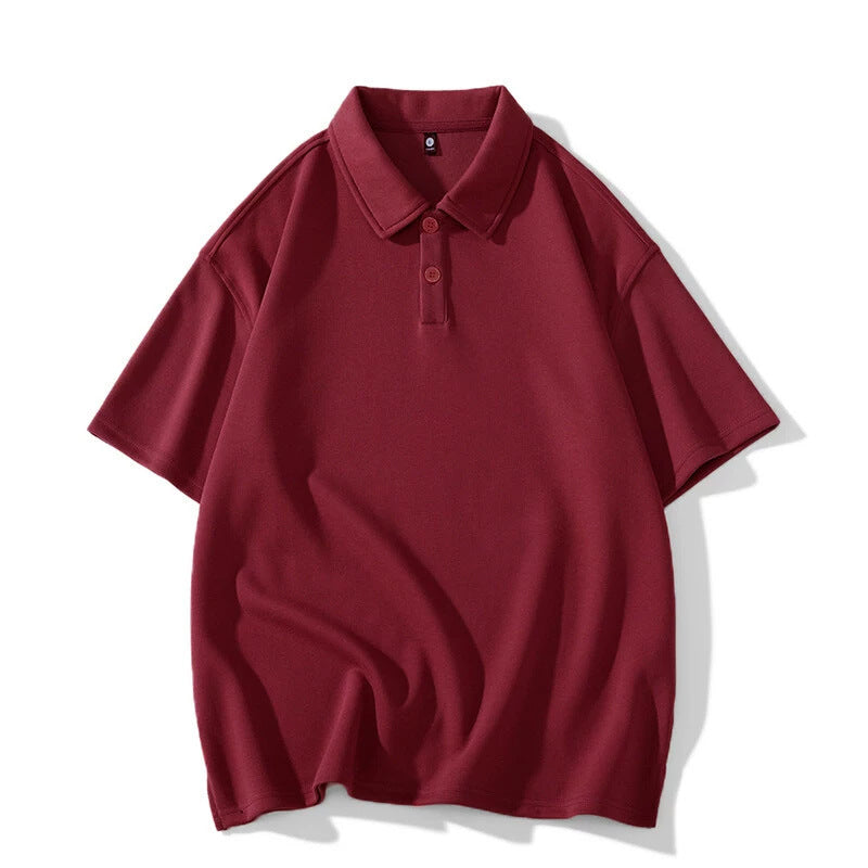 Men's Heavyweight Lapel Straight-shoulder T-shirt